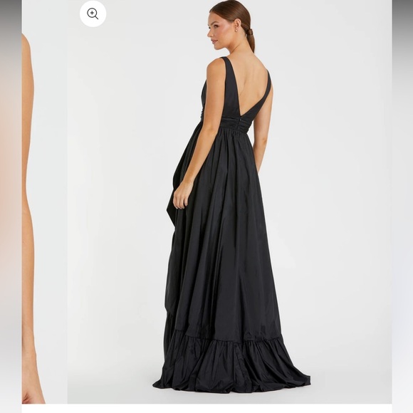 NWT- size 12- Mac Duggal Black High-Low Ruffle Gown - Picture 3 of 6